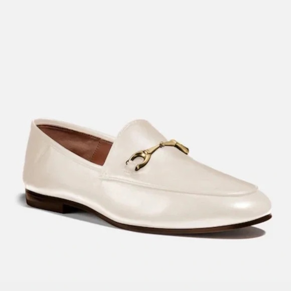 COACH Haley Women's White Chalk Leather Gold Horsebit Loafers NEW Size 5.5 - Picture 11 of 11